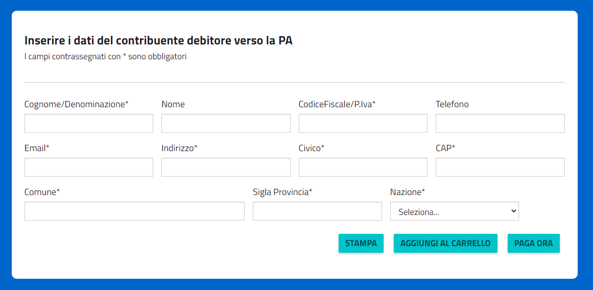 ultimo form pagamenti diretti